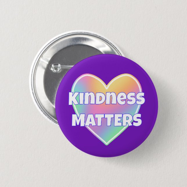 Kindness Matters Rainbow Heart Button Knapp (Framsida & baksida)