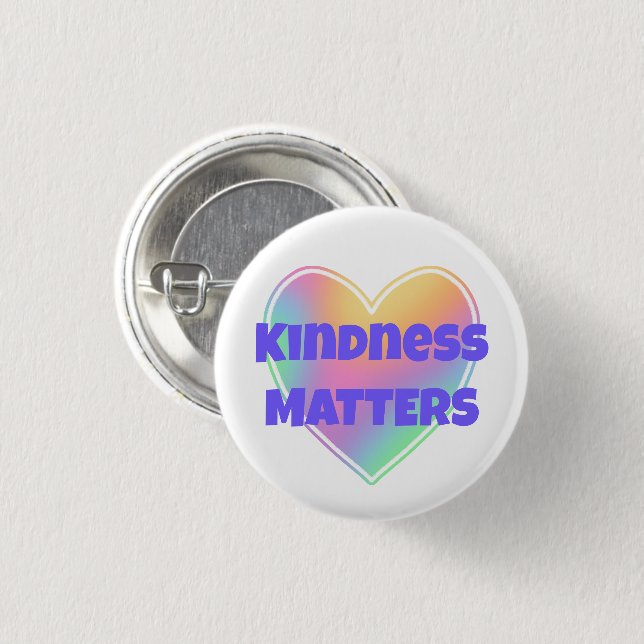 Kindness Matters Rainbow Heart Button Knapp (Framsida & baksida)