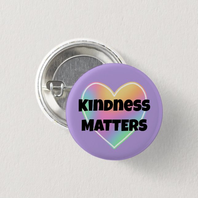 Kindness Matters Rainbow Heart Button Knapp (Framsida & baksida)
