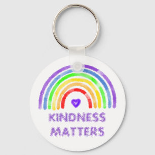 Kindness Matters   Regnbåge och hjärtvattenfärg Nyckelring