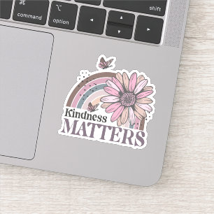 Kindness Matters Retro Butterfly Boho Rainbow Klistermärken