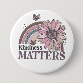 Kindness Matters Retro Butterfly Boho Rainbow Knapp