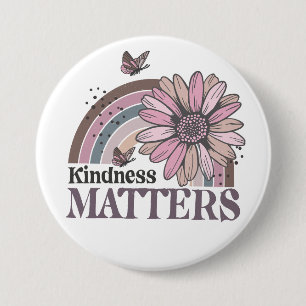 Kindness Matters Retro Butterfly Boho Rainbow Knapp