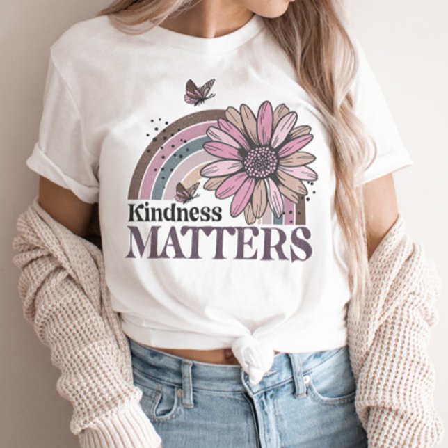 Kindness Matters Retro Butterfly Boho Rainbow T Shirt (Skapare uppladdad)
