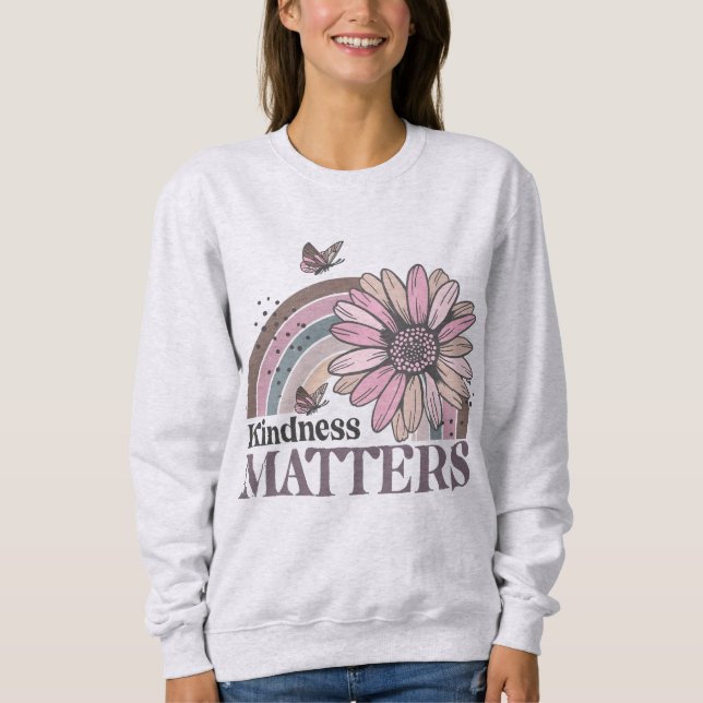 Kindness Matters Retro Butterfly Boho Rainbow T Shirt (Framsida)