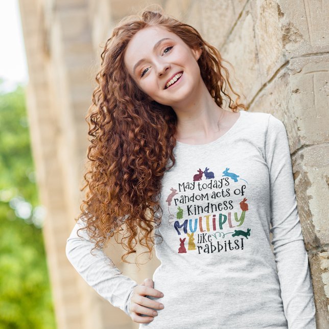 Kindness Motivational Rabbit Quote Ash Long T Shirt (Skapare uppladdad)