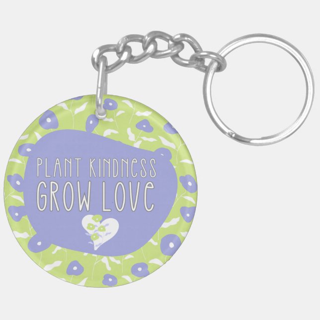 Kindness-nyckelkedja för blå och Grönt-Blommigt (Höger Baksida)