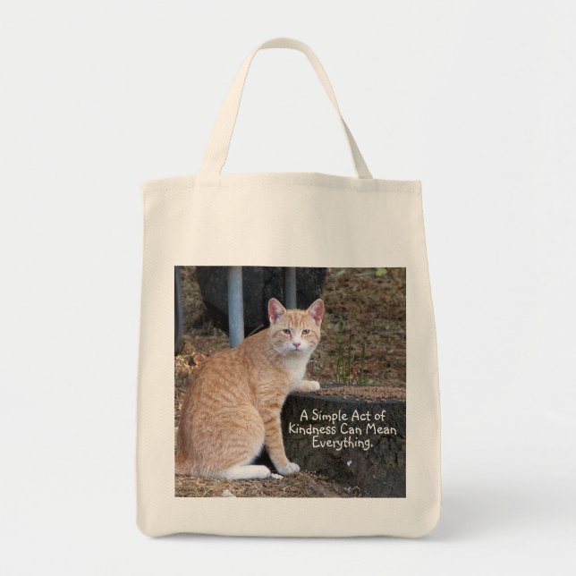Kindness Orange Tabby katt Tote Bag Tygkasse (Framsidan)