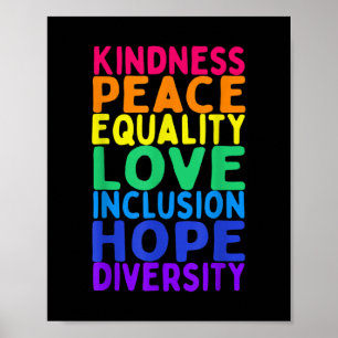 Kindness Peace Equality Inclusion Diversity Human Poster