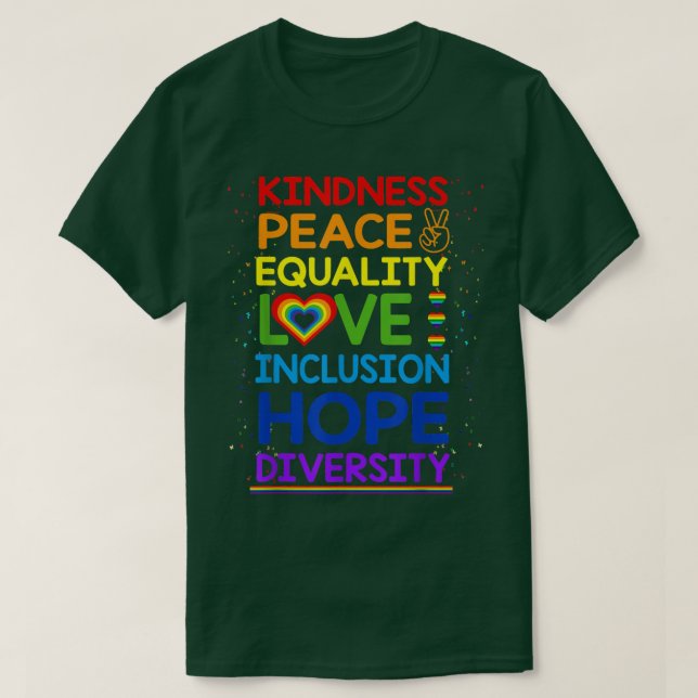 Kindness Peace Equality Inclusion Diversity Human  T Shirt (Design framsida)