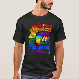 Kindness Peace Equality Kärlek Gay pride Solros L T Shirt