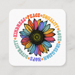 Kindness Peace Equality Kärlek Hope Diversity Huma Fyrkantigt Visitkort