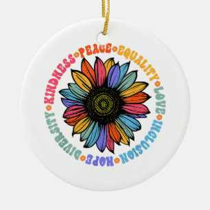 Kindness Peace Equality Kärlek Hope Diversity Huma Julgransprydnad Keramik