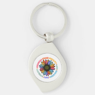 Kindness Peace Equality Kärlek Hope Diversity Huma Swirl Silverfärgad Nyckelring