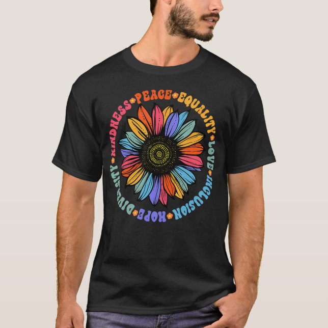 Kindness Peace Equality Kärlek Hope Diversity Huma T Shirt (Framsida)