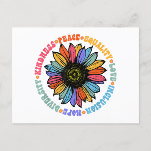 Kindness Peace Equality Kärlek Hope Diversity Huma Vykort