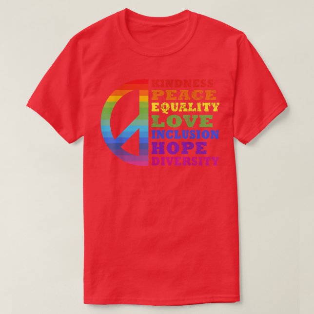 Kindness Peace Equality Kärlek Inclusion Diversity T Shirt (Design framsida)