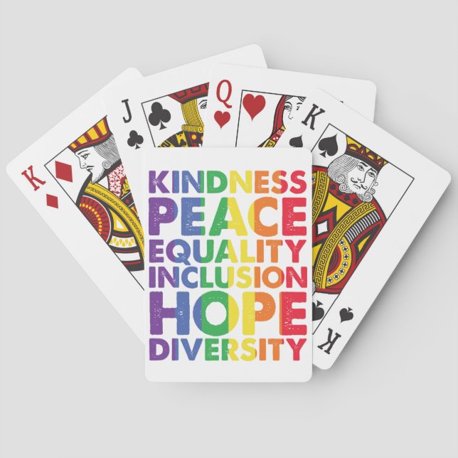 Kindness Peace Equality Kärlek Inclusion Hope HGBT Casinokort (Baksidan)