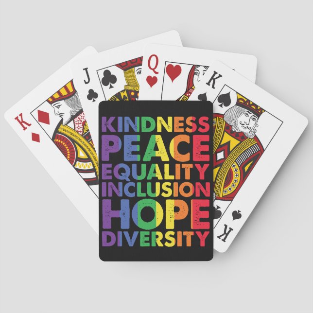 Kindness Peace Equality Kärlek Inclusion Hope HGBT Casinokort (Baksidan)