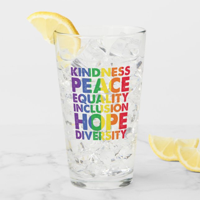 Kindness Peace Equality Kärlek Inclusion Hope HGBT Glaskopp (Framsida Ice)