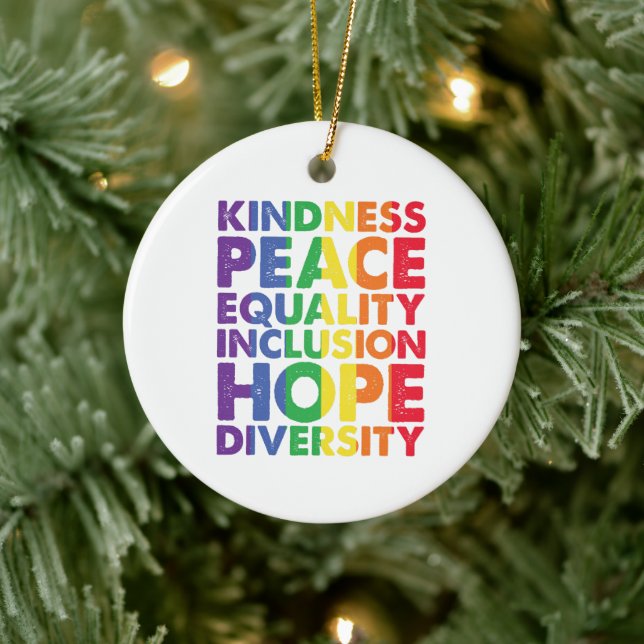 Kindness Peace Equality Kärlek Inclusion Hope HGBT Julgransprydnad Keramik (Träd)