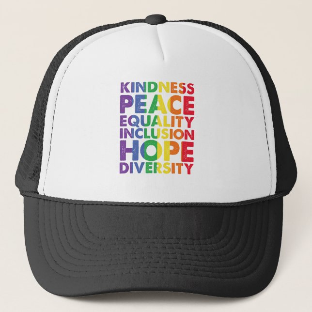 Kindness Peace Equality Kärlek Inclusion Hope HGBT Keps (Framsida)