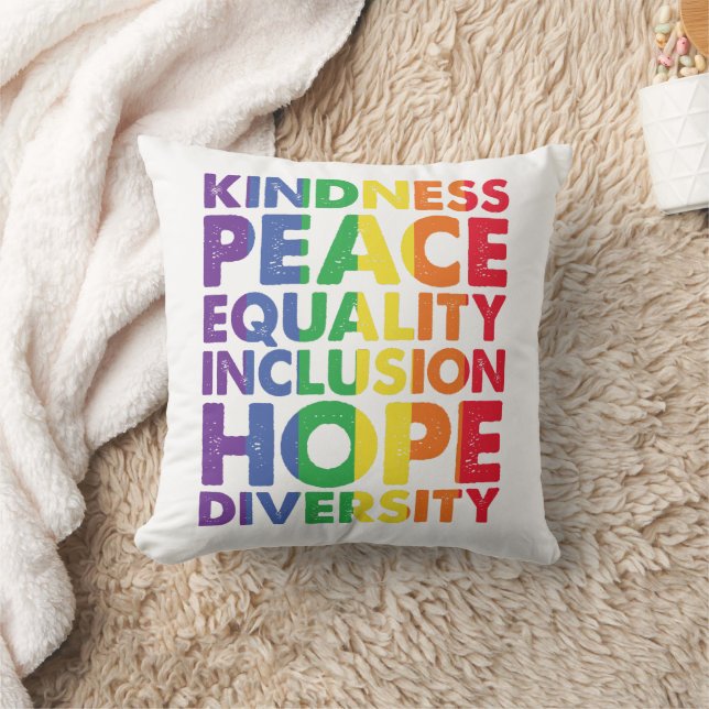 Kindness Peace Equality Kärlek Inclusion Hope HGBT Kudde (Filt)