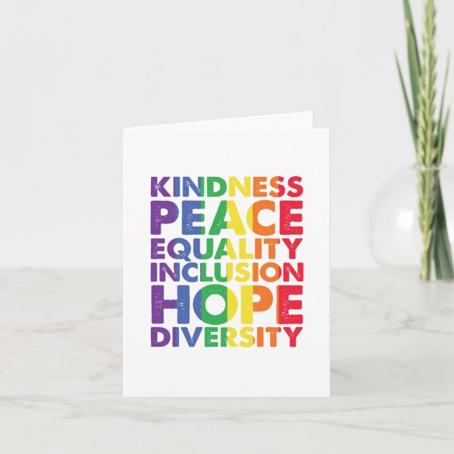 Kindness Peace Equality Kärlek Inclusion Hope HGBT Tack Kort (Framsida)
