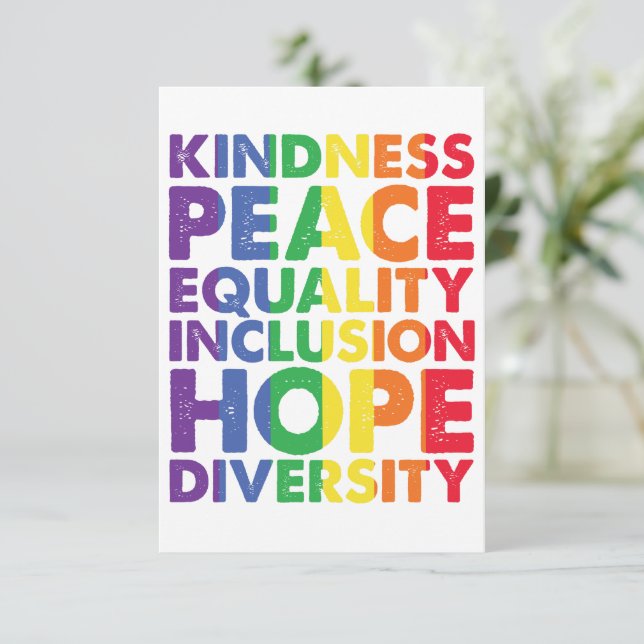 Kindness Peace Equality Kärlek Inclusion Hope HGBT Tack Kort (Stående Fram)
