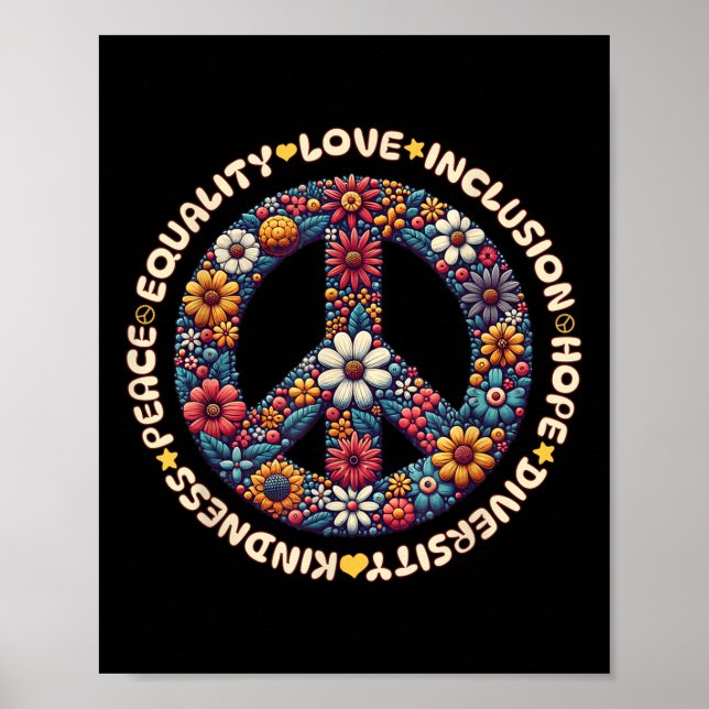 Kindness Peace Equality Love Inclusion Hope Divers Poster (Framsidan)