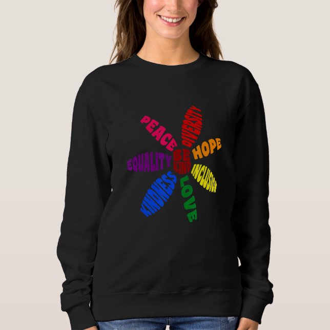 Kindness Peace Equality Love Inclusion Hope Divers T Shirt (Framsida)