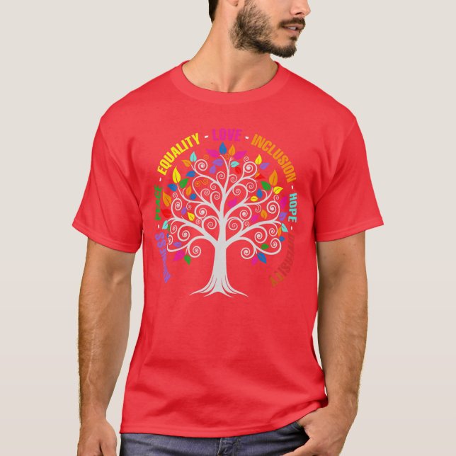 Kindness Peace Equality Love Inclusion Hope Divers T Shirt (Framsida)