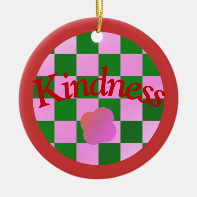 Kindness Quote in Classic Red Typography Julgransprydnad Keramik (Framsidan)