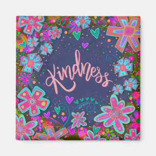 Kindness Söt Hearts Colorful Blommigt Inspiritivit Magnet