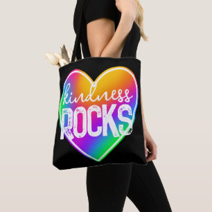 Kindness Sten Rainbow Heart Tygkasse