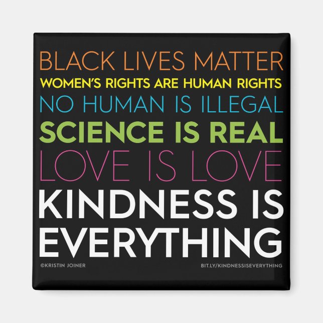 #KindnessIsAll Square Magnet (Framsidan)