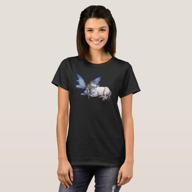 Kindred Fairy and Unicorn av Molly Harrison T Shirt (Hel framsida)