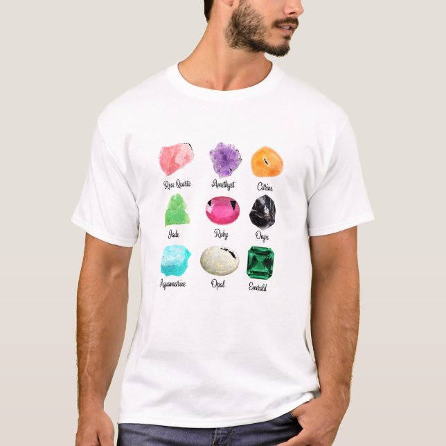 Kinds Of Crystals Crystal Healing Spiritual Crysta T Shirt (Framsida)