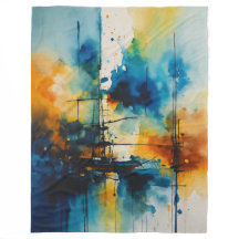 Kinematisk vattenfärgsgrafik | Blått och Orange Mo