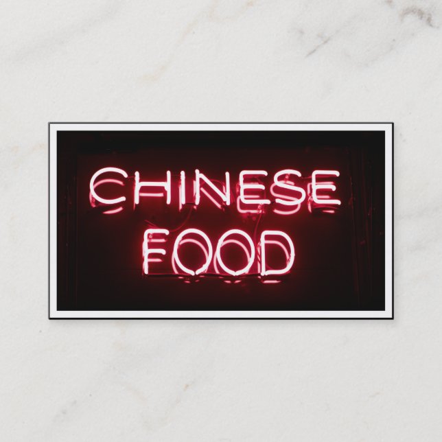 KINESE FOOD - Red Neon Sign Visitkort (Framsida)
