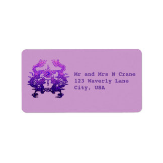 KINESE NEW YEAR Lila Dragons Adressetikett