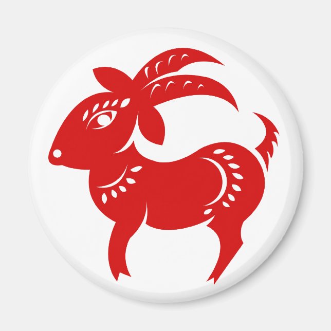 KINESE ZODIAC GOAT PAPERCUT-ILLUSTRATION MAGNET (Framsidan)