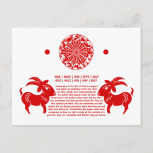 KINESE ZODIAC GOAT PAPERCUT-ILLUSTRATION VYKORT