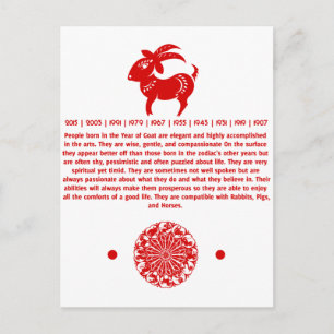 KINESE ZODIAC GOAT PAPERCUT-ILLUSTRATION VYKORT