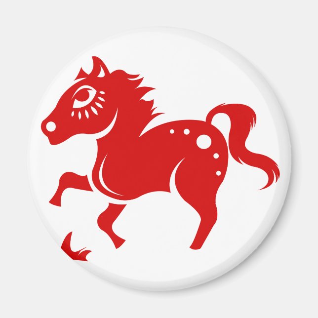 KINESE ZODIAC HORSE PAPERCUT ILLUSTRATION MAGNET (Framsidan)