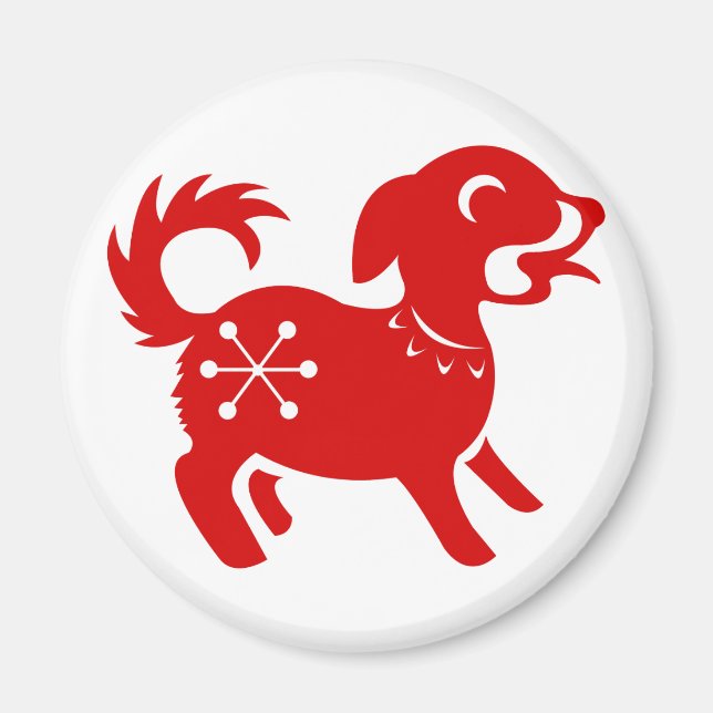 KINESE ZODIAC HUND PAPERCUT ILLUSTRATION MAGNET (Framsidan)