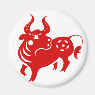 KINESE ZODIAC OX PAPERCUT ILLUSTRATION MAGNET