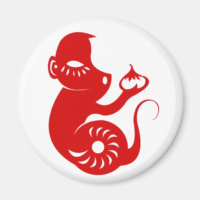 KINESE ZODIAC PAPERCUT MONKEY ILLUSTRATION MAGNET (Framsidan)