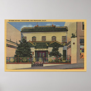 Kinesen skolar i Chinatown San Francisco, CA Poster