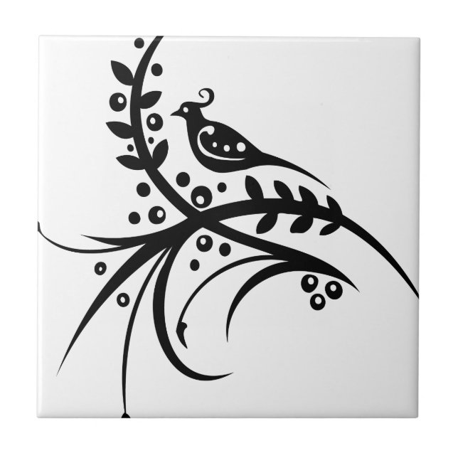 Kinesen virvlar runt blom- design kakelplatta (Framsidan)